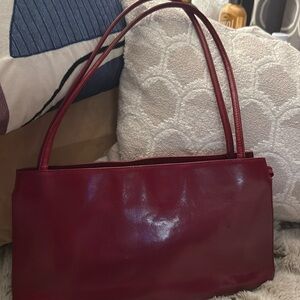 Hobo shoulder bag, cranberry red, EUC..15x8x3”